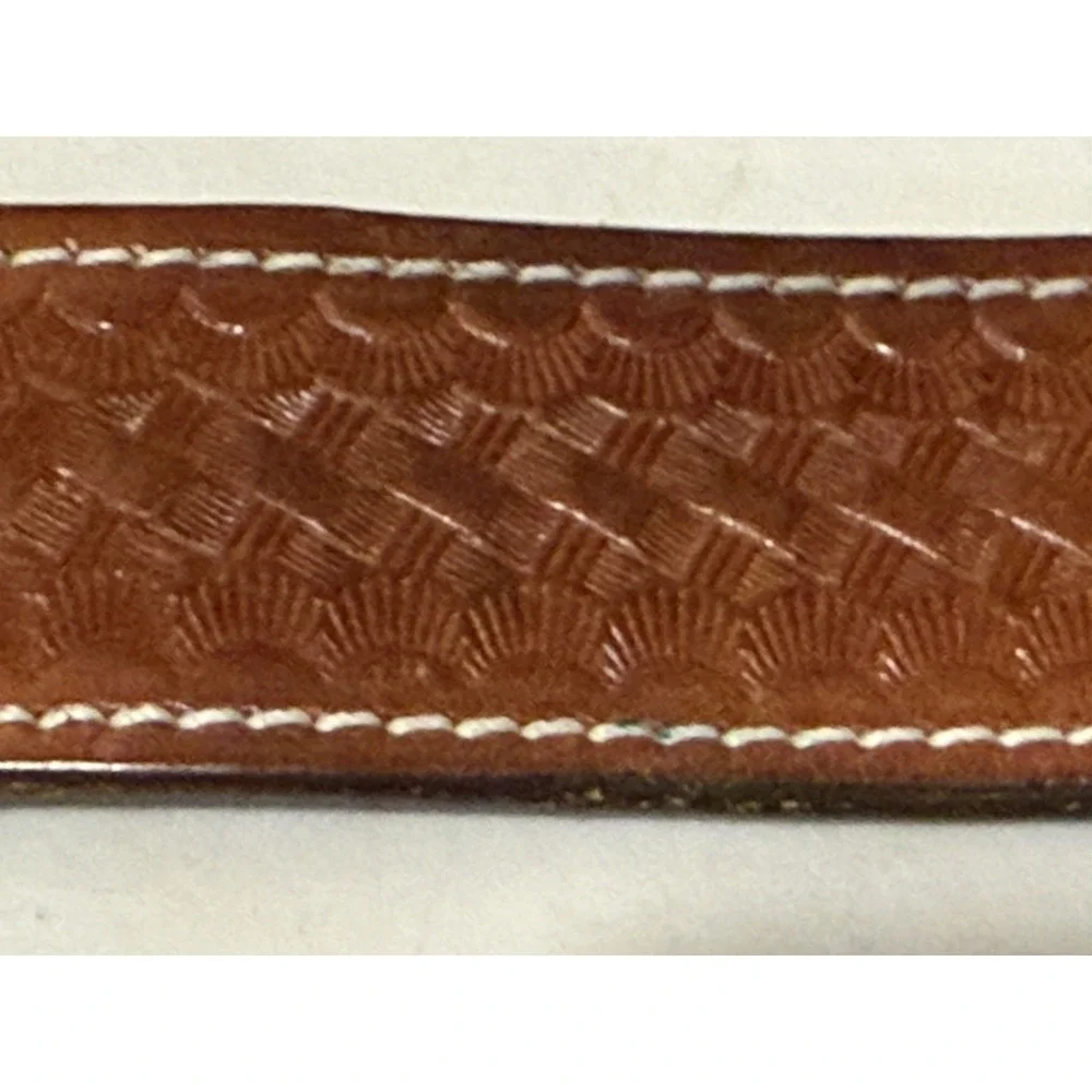 Aker Leather Basketweave Money Belt 40 Travel Security Hidden Zipper Wide 1.5